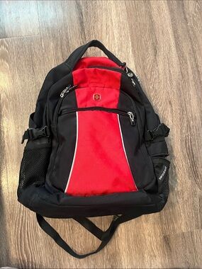 SwissGear 6688 Black and Red Men's Backpack with Multiple Pockets